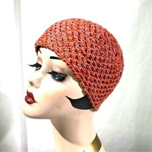 Roman Keflay Boho Orange & Pink Handmade Cotton Crochet Hat